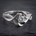 Vintage Irregular Blossom Zirconia Silver Ring