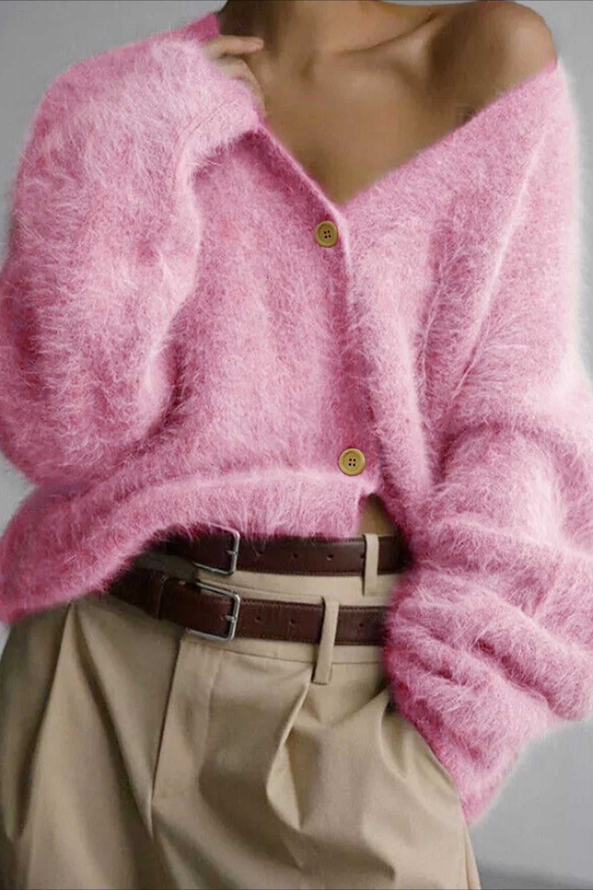 V Neck Button Long Sleeve Cardigan