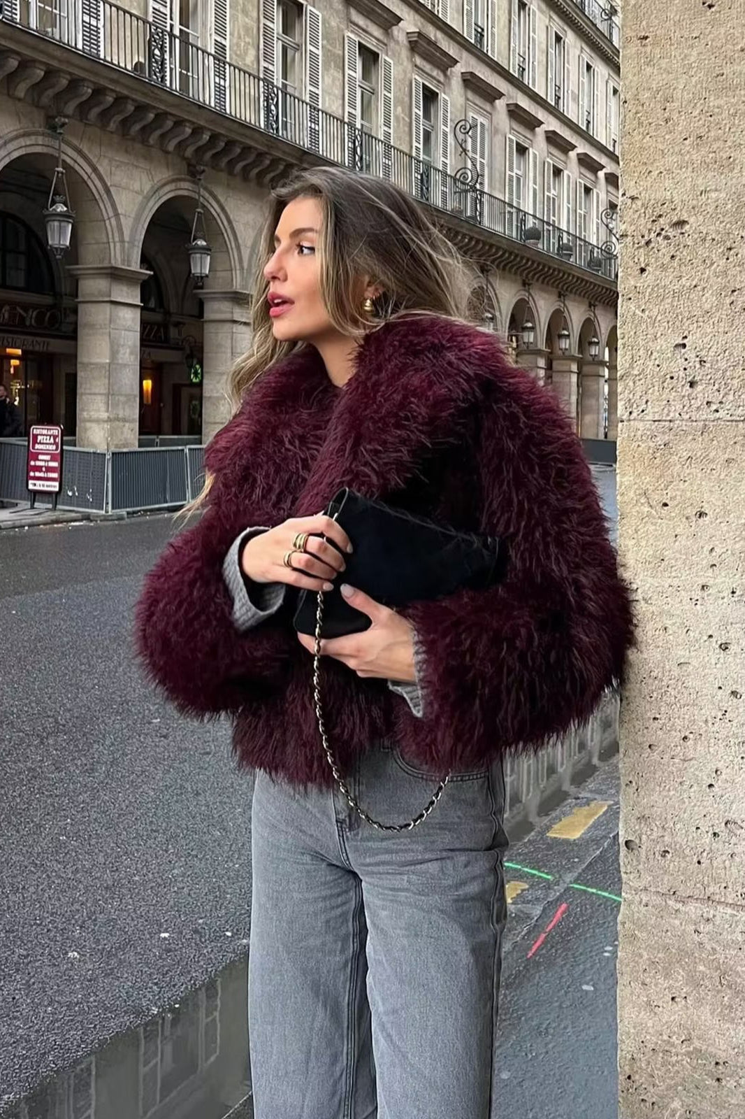 Thickened Plush Collar Warm Short Coat