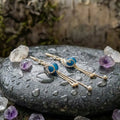 Festive Earrings With Blue Pearls