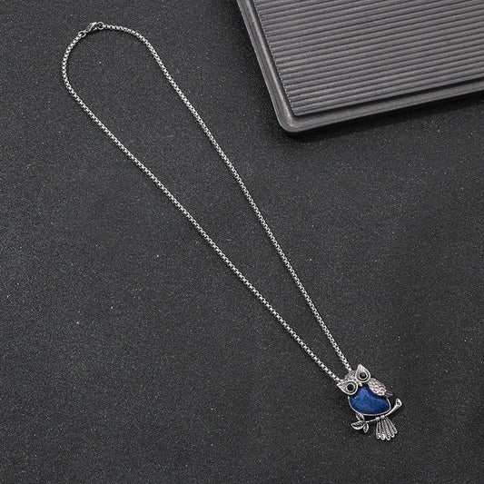 Elegant Blue Owl Necklace