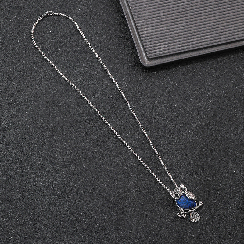 Elegant Blue Owl Necklace