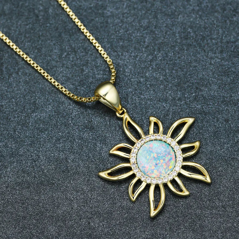 Elegant Opal Sun Necklace