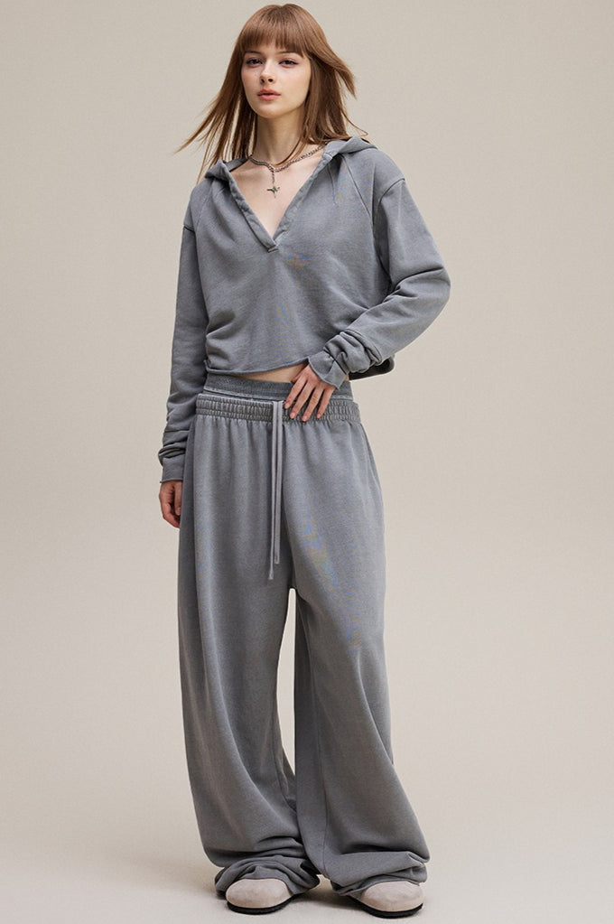 Double Waist Denim Knit Pants