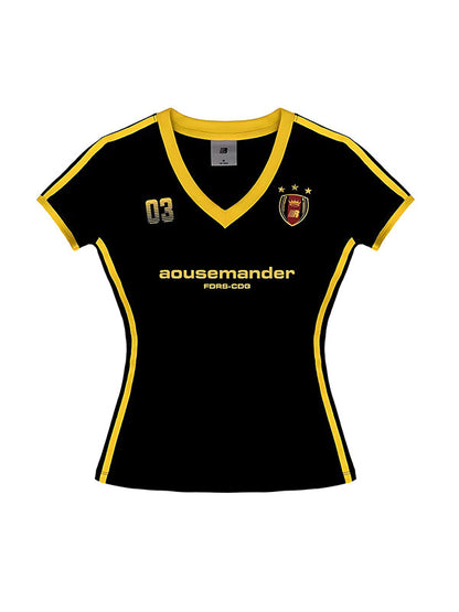 Contrast V Neck Short Sleeve T-shirt