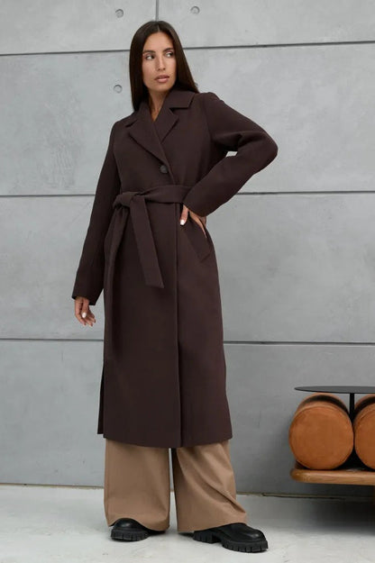 Double Breasted V-neck Wool Overcoat