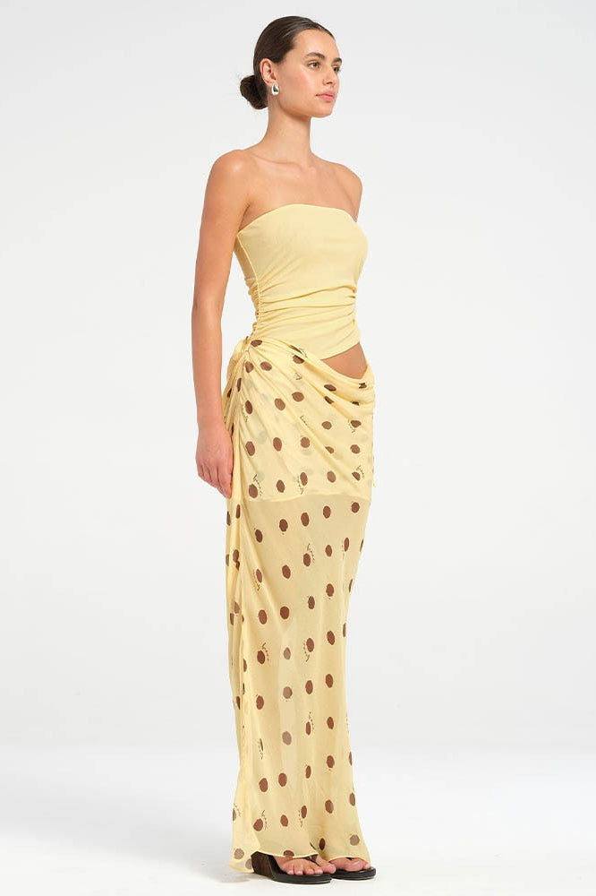 Strapless Polka Dot Patchwork Slim Maxi Dress