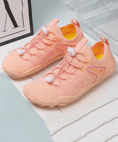 Pink Cotton Fabric Flat Shoes Splicing Cross Strap