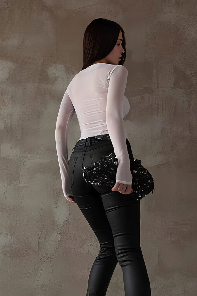 Print Slim Crew Neck Blouse