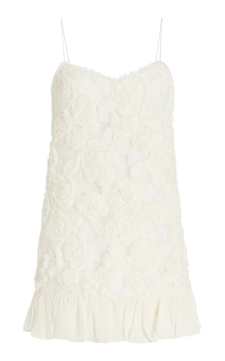 Beverly Applique Pleated Chiffon Mini Dress