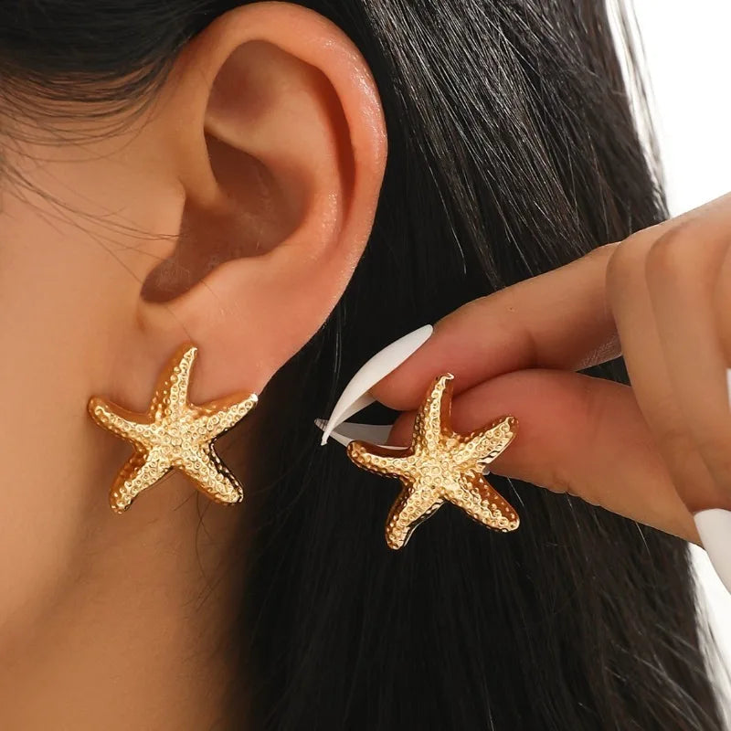 Gold Starfish Earrings