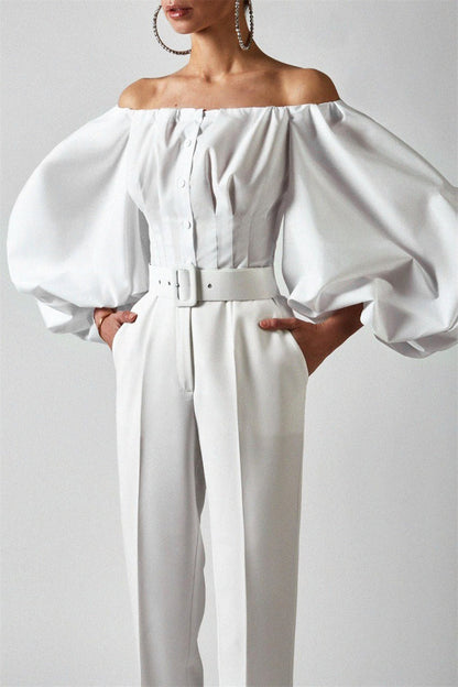 Puff Sleeve Cold Shoulder Blouse
