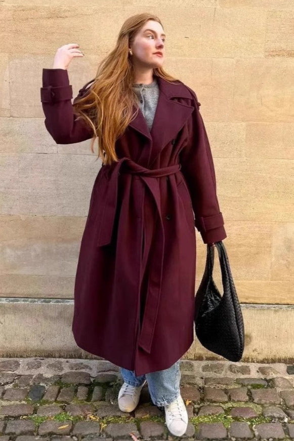 Waisted Lapel Wool Overcoat