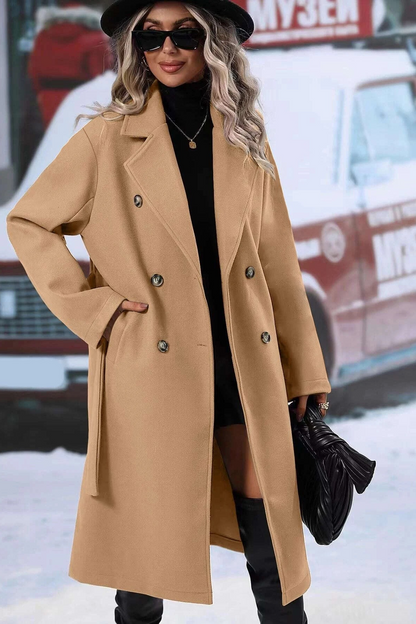 Classic Double Breasted Wool Belted Overcoat