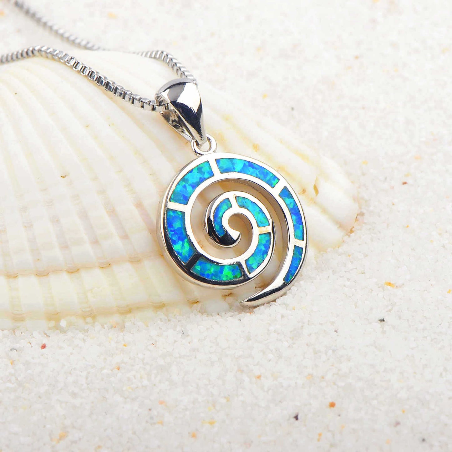 Elegant Opal Spiral Necklace