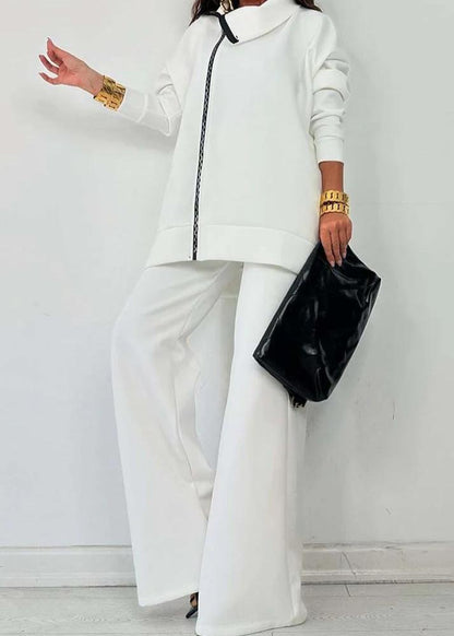 Loose Zip Sweatshirt Wide Leg Pants Suit