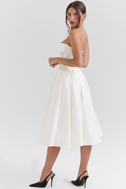 Ivory Satin Midi Dress