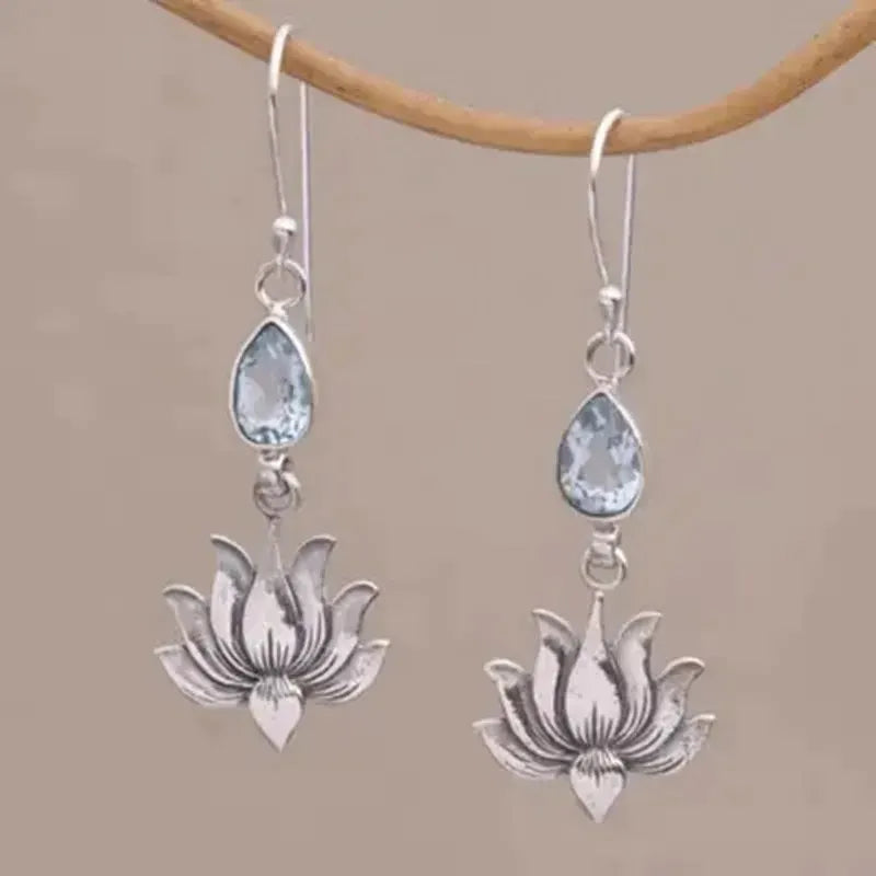 Vintage Lotus Dangle Earrings