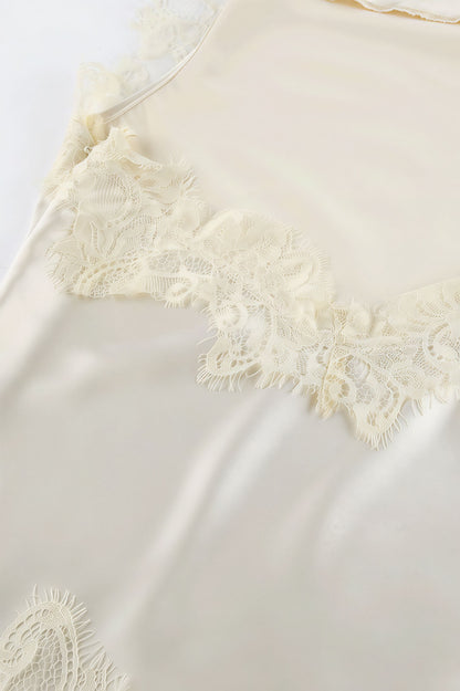 Lace Sleeveless Draped Collar Halter Mini Dress