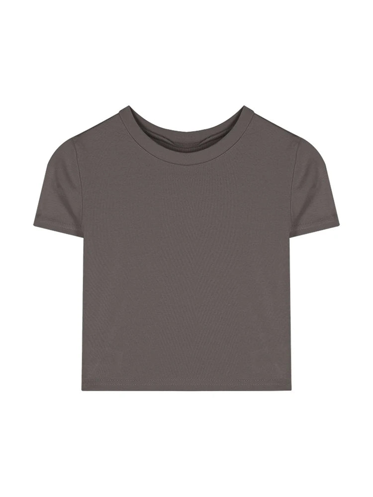 T-shirt Summer Skinny Tee Shirt Femme Short Sleeve Korean Kpop Slim O-neck Tshirt Woman Clothes Top