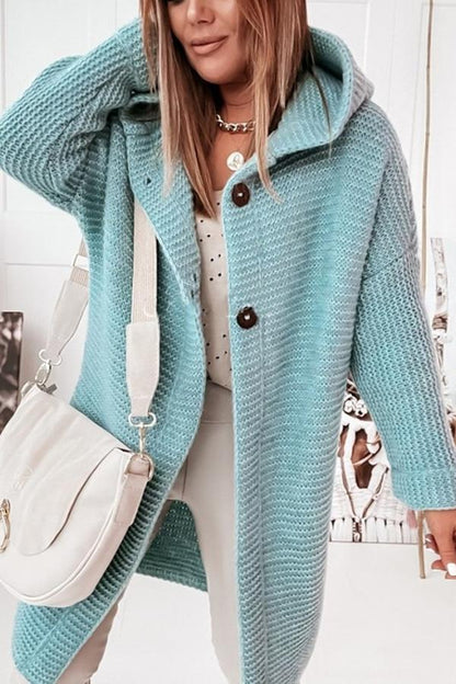 Cozy With Coffee Button Down Hooded Cardigan