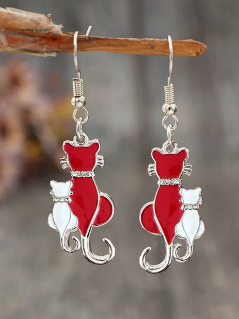 Red Cat Earrings