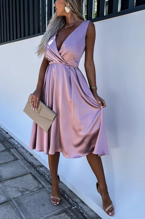 Hold You in My Memory Satin Midi Dress