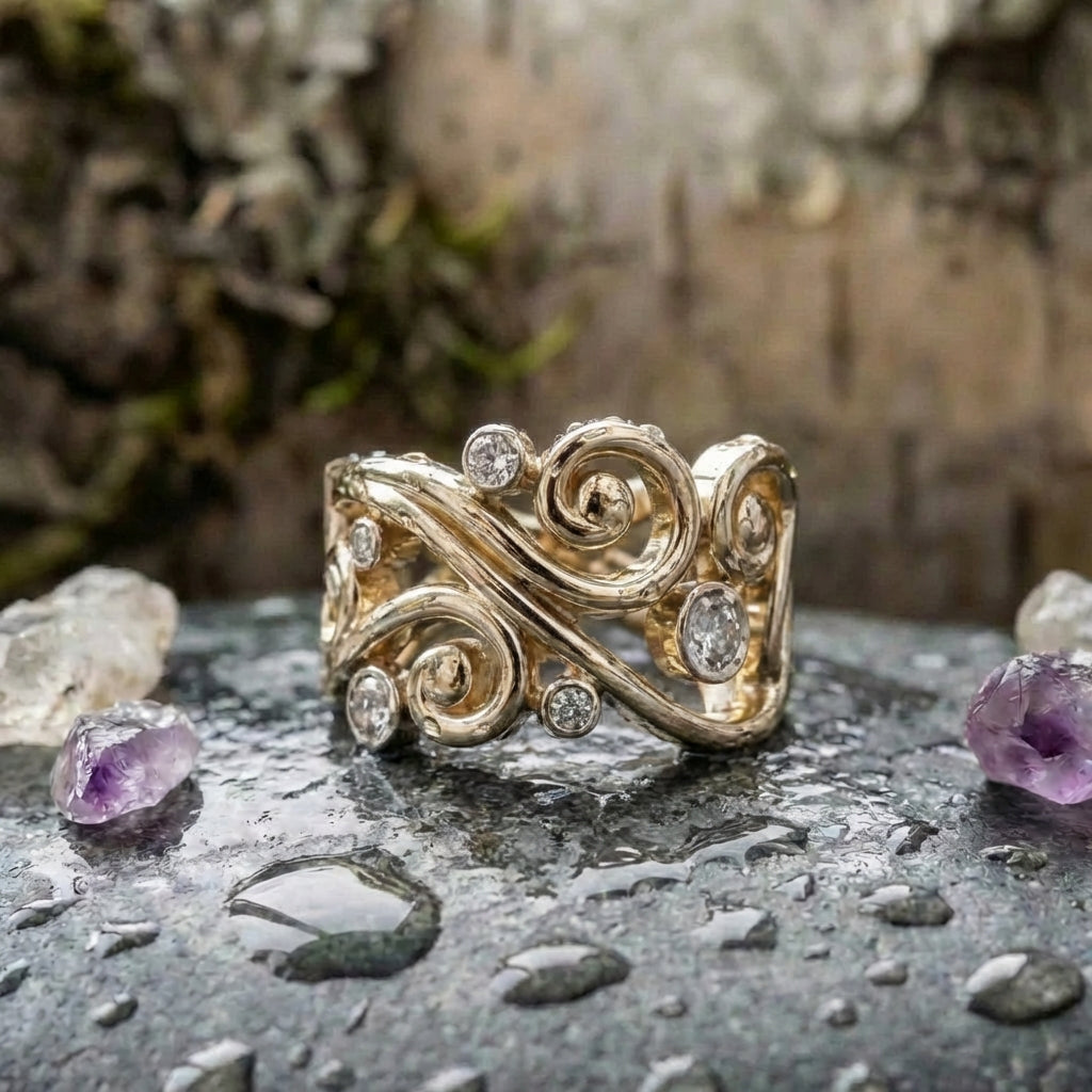 Elegant Zircon Swirl Ring