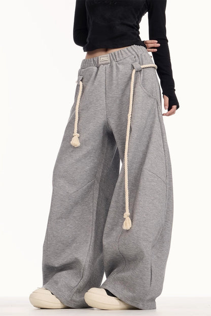 Drawstring Elastic Waist Wide Leg Sweat Pants