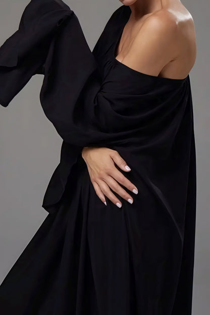 Loose Slouchy Flared Hem Maxi Dress
