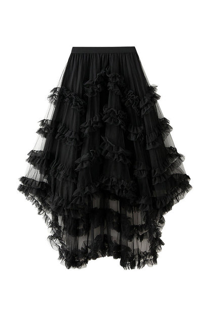 Candy Color Elastic Waist Mesh Skirt