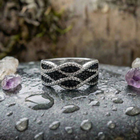 Elegant Crystal Crossover Ring