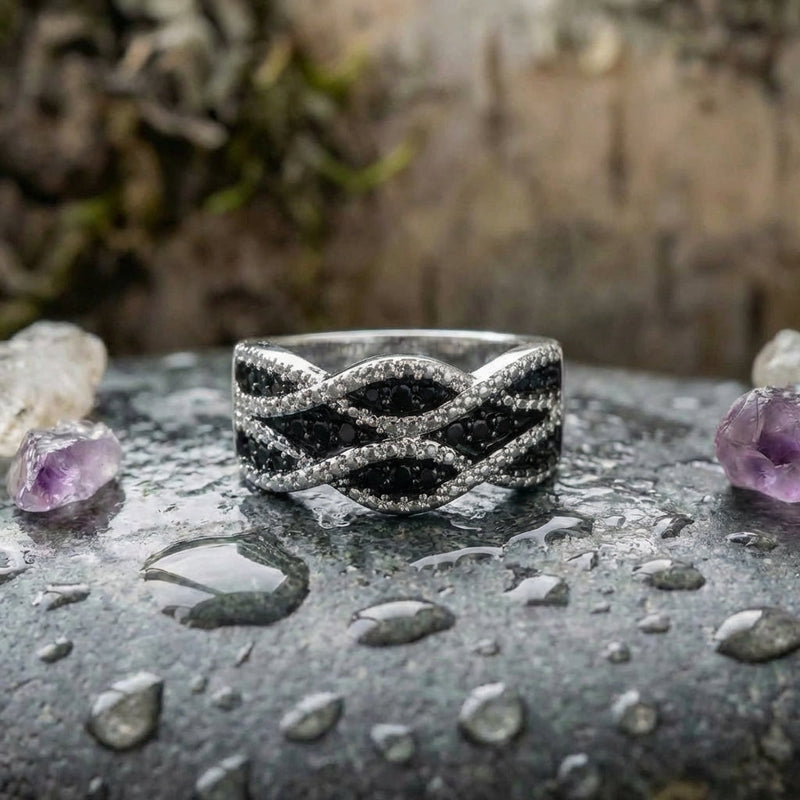 Elegant Crystal Crossover Ring