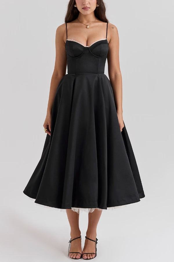 Suspender V-neck Sleeveless Tutu Maxi Dress
