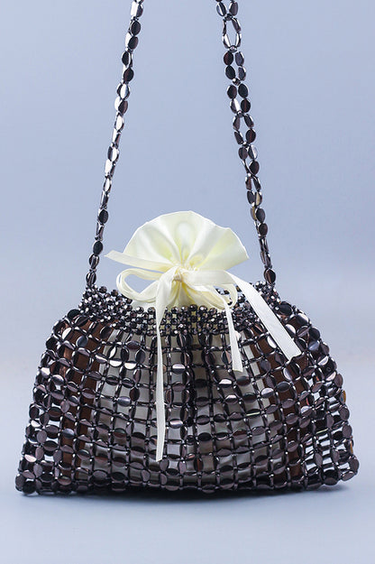 Handmade Flat Beaded Beaded Woven Handbag Bag