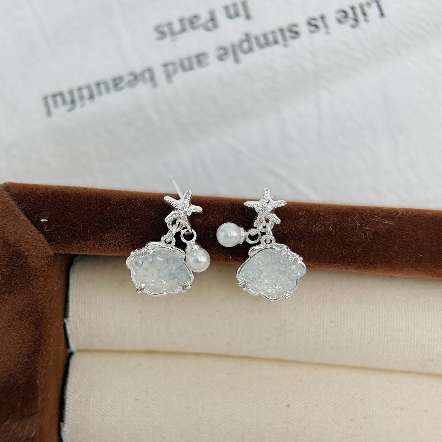 Elegant Pearl Starfish Earrings
