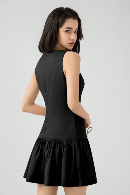 Color Bow Sleeveless Mini Dress