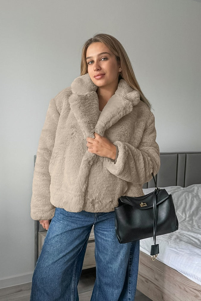 Color Minimalist Fleece Loose Coat