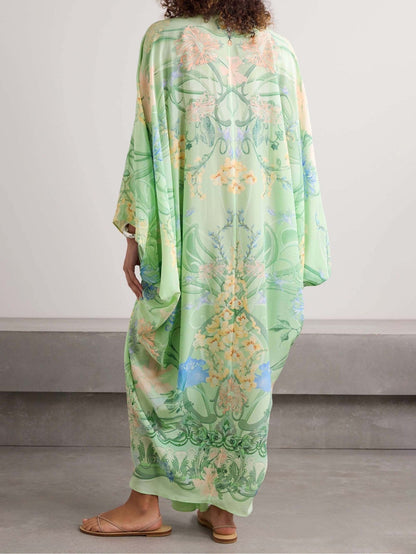 Unique Print V Neck Oversized Midi Dress