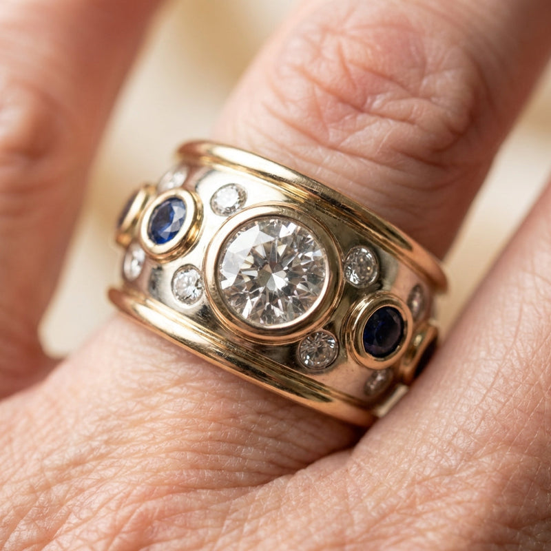 Vintage Golden Inlaid Zirconia Ring