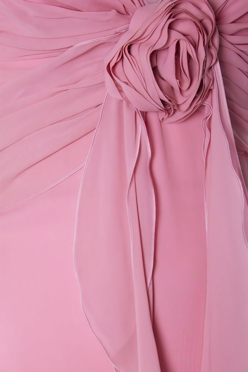 Xinia Pink 3d Flower Backless Maxi Dress