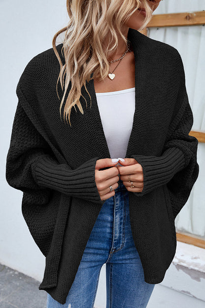 Color Dolman Sleeve Knitted Cardigan