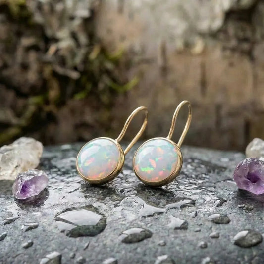 White Opal Vintage Earrings