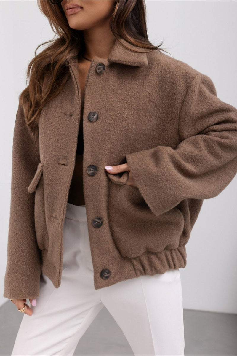 Wool Pocket Elastic Snap Coat