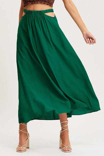 A-line Swing Skirt High Waist Hollow Color Skirt