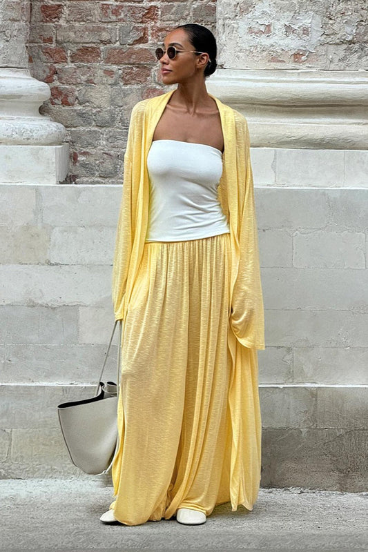 Long Cardigan With Lantern Pants Two Piece Pants Set