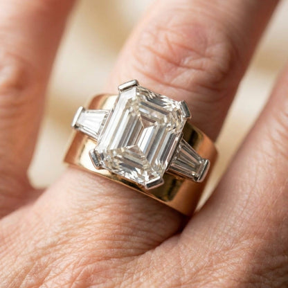 Vintage Cubic Glass Golden Ring