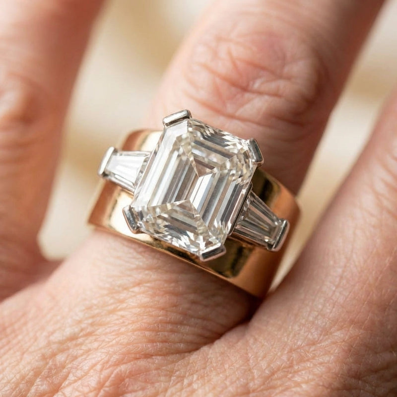 Vintage Cubic Glass Golden Ring