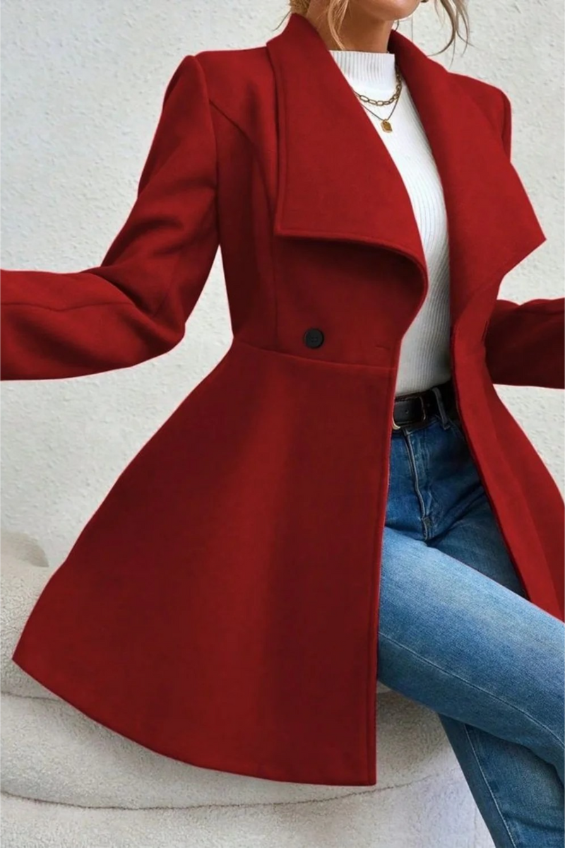 Lapel Double-breasted Thickened Wool Blend Overcoat