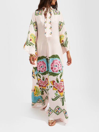 Exquisite Sunshine Print Flowing Maxi Dress